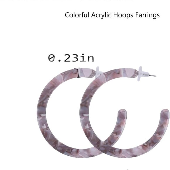 4 Pairs Acrylic Hoops Earrings for Women, Resin Tortoise Shell Resin Hoop Earrin - Picture 5 of 8